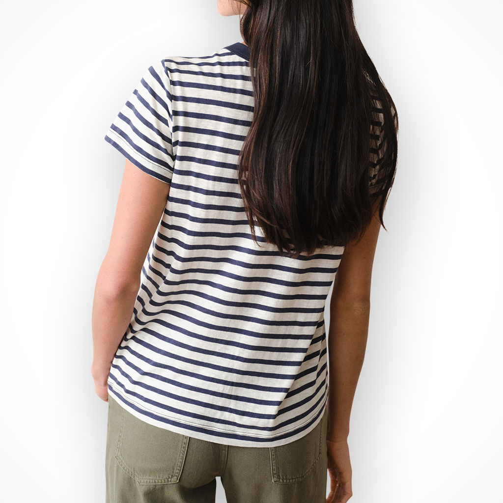 Product image: Marine Layer Tried True Crew Tee Navy W Hite S Tripe Womens 2026 alt2.