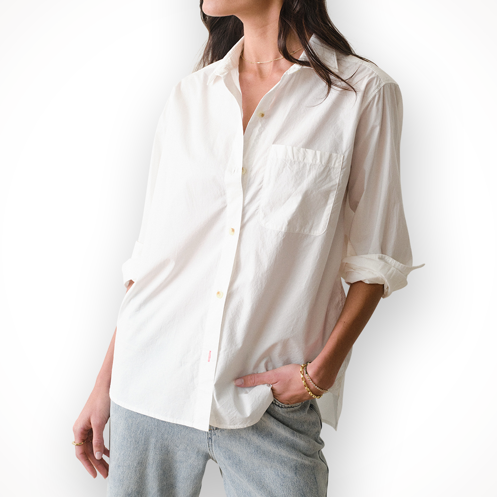 Product image: Marine Layer Jane Relaxed Shirt Cali Poplin White Womens 2026, shown in primary marketing view.