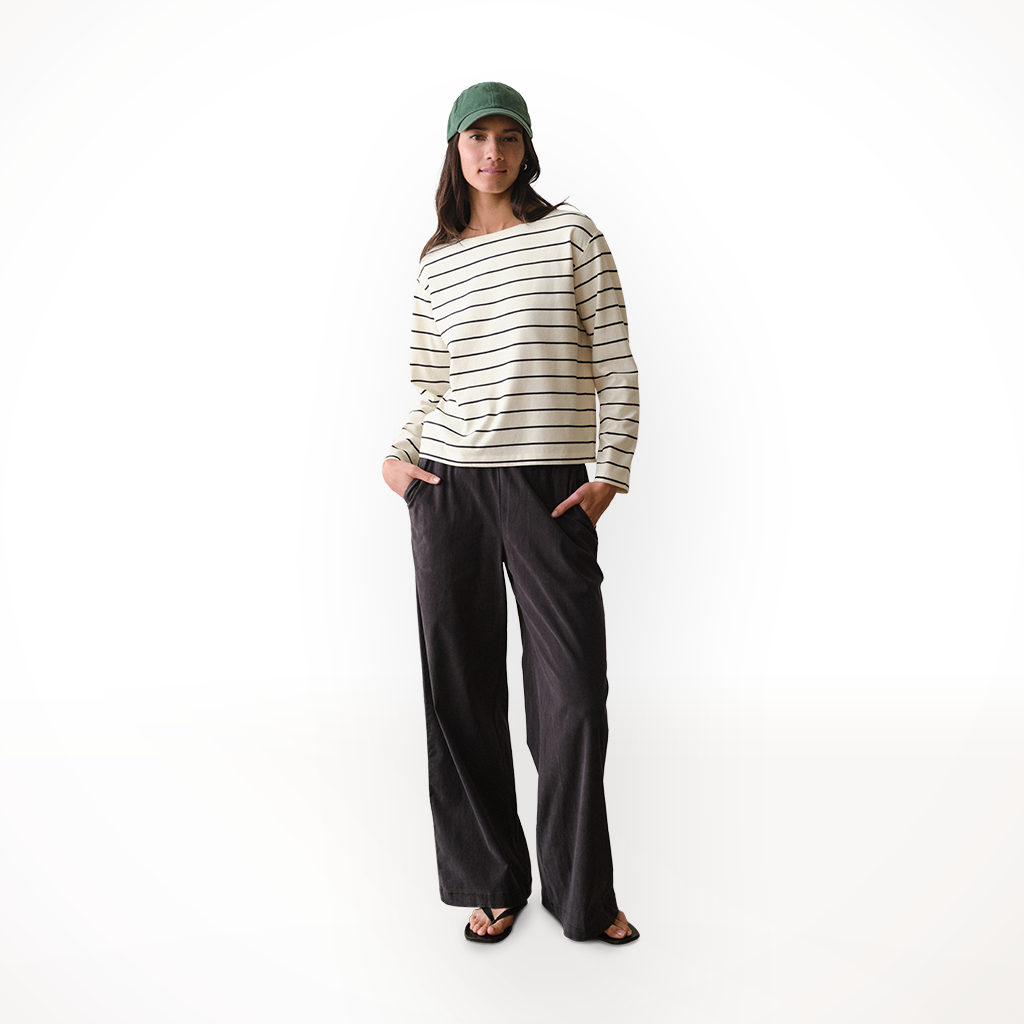 Product image: Marine Layer Luxe Sueded Mariner Tee Black S Tripe Womens 2026 alt1.