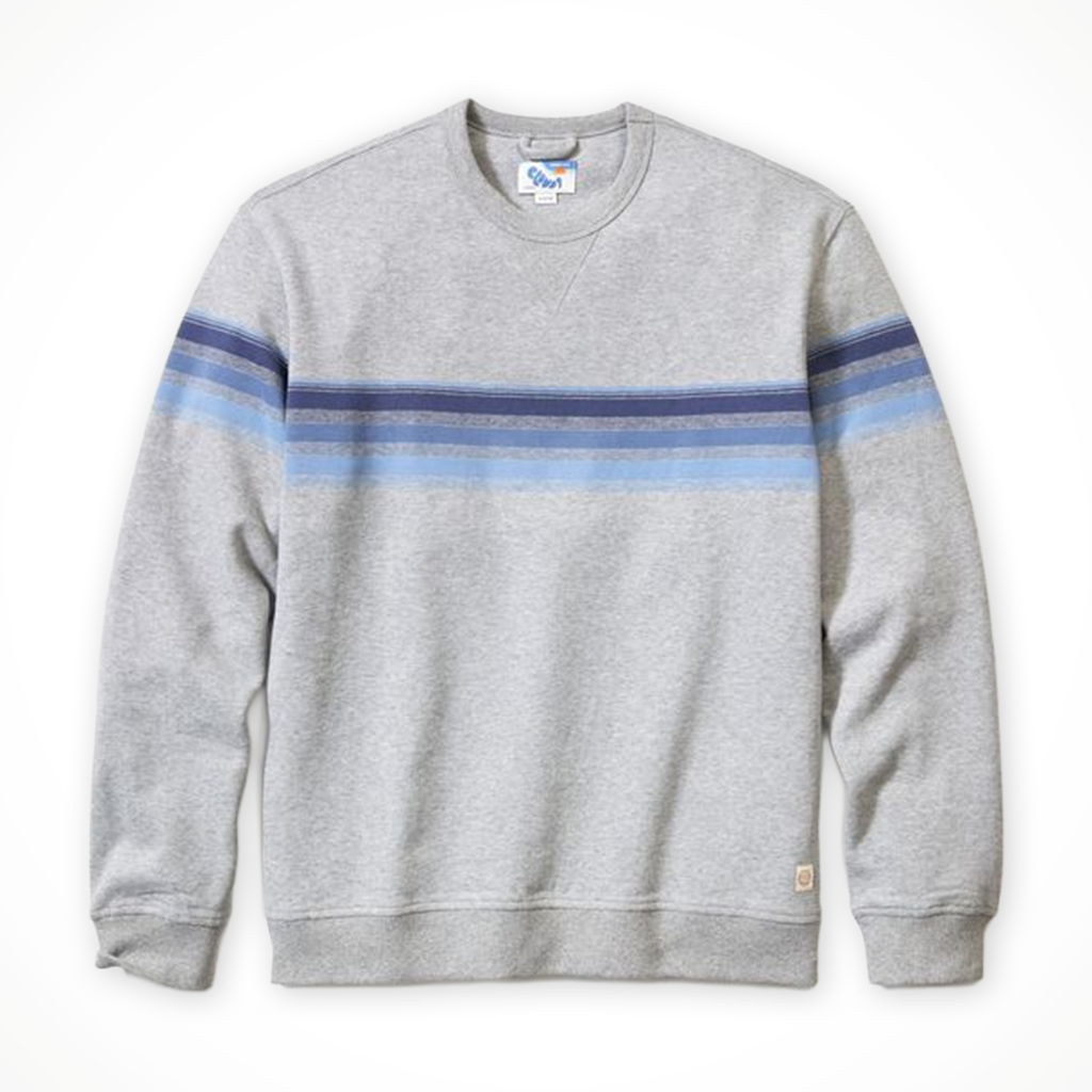 Product image: Marine Layer Relaxed Cloud 9 Crewneck Heather Grey Stripe 2025, shown in primary marketing view.