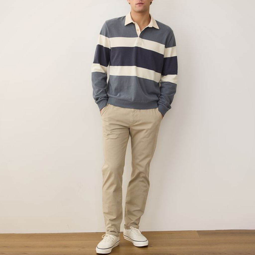 Product image: Marine Layer Sueded Rugby Polo Stormy Weather Colorblock Mens 2025 Alt1.