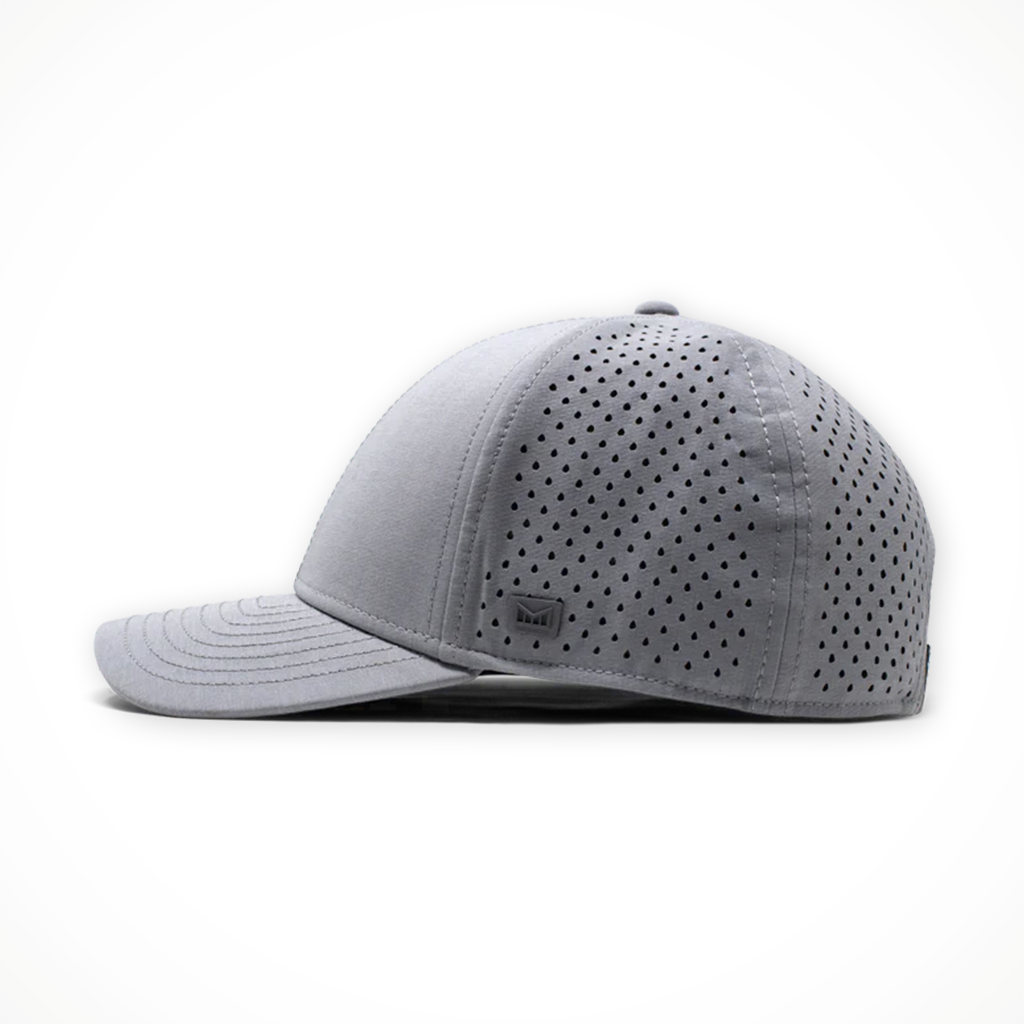 Product image: Melin A Game Hydro Heather Grey Unisex 2026, side profile view.