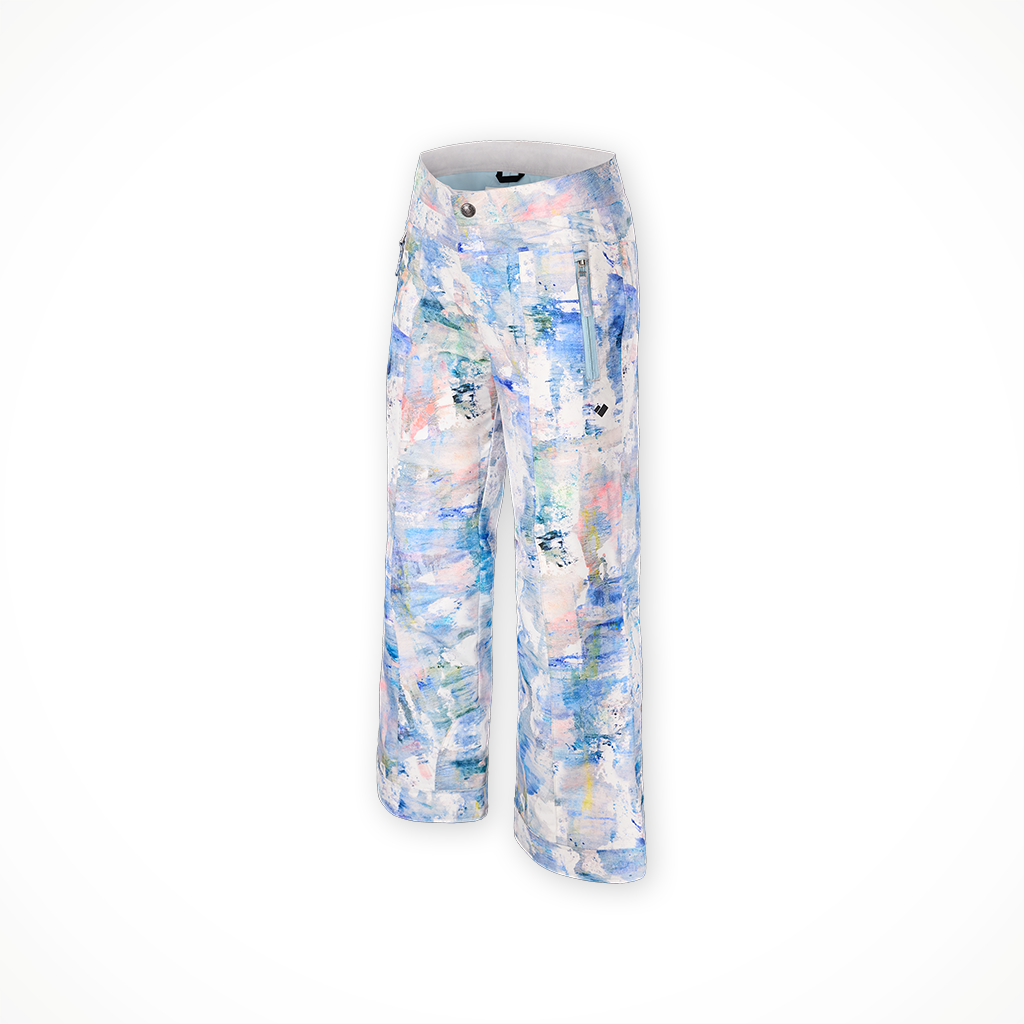 Product image: Obermeyer Brook Pant Print Atmospheric art girls 2025, shown from a three-quarter angled view.