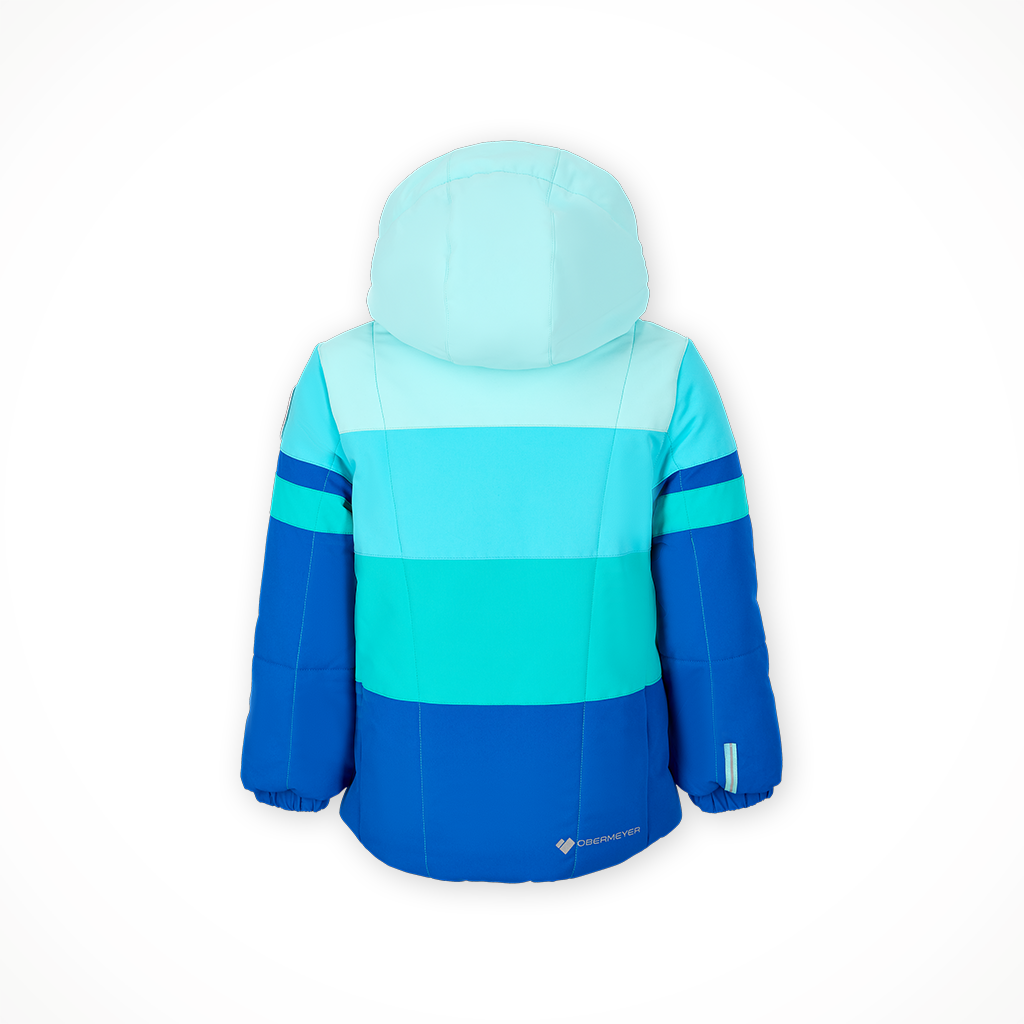 Product image: Obermeyer Kaizen Jacket Ski Blue Kids 2025, shown from the back.
