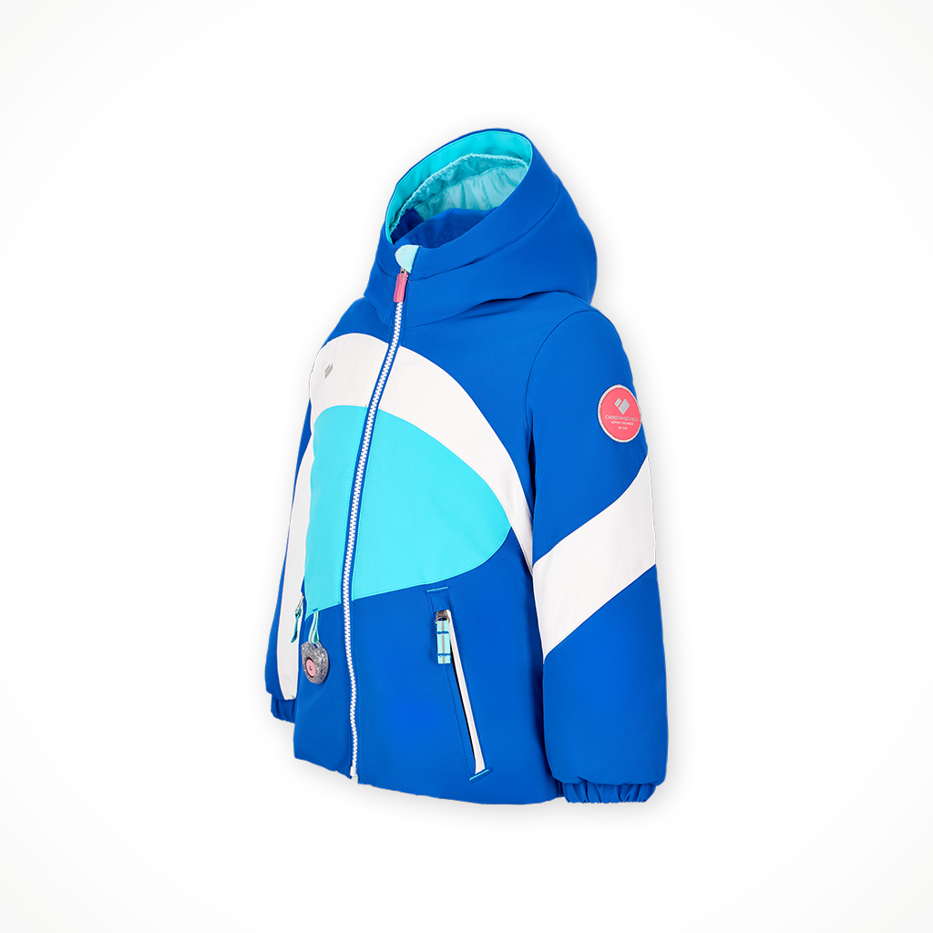 Product image: Obermeyer Livia Jacket Sky Blue Kids 2025, shown from a three-quarter angled view.