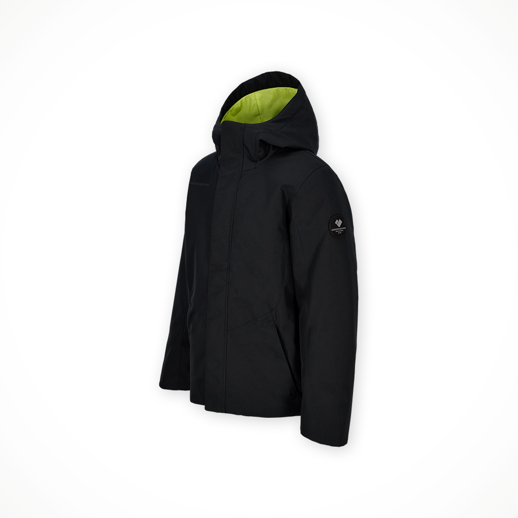 Product image: Obermeyer Ryder Jacket Black Kids 2025, shown from a three-quarter angled view.