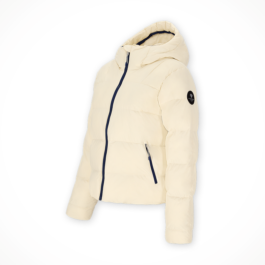 Product image: Obermeyer Slopeside Puffer indigo mtn womens 2025, shown from a three-quarter angled view.