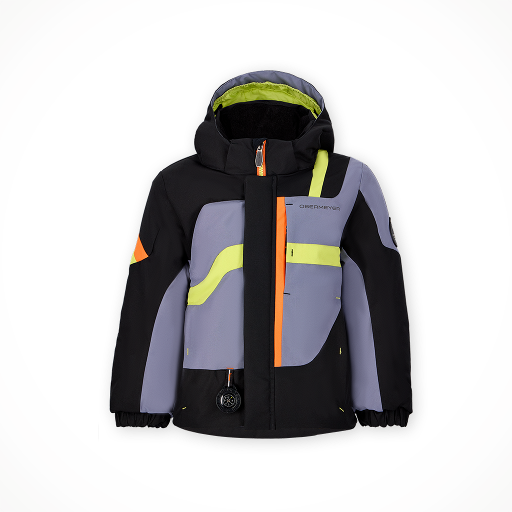 Product image: Obermeyer Super G Jacket Steel kids 2025, shown in primary marketing view.