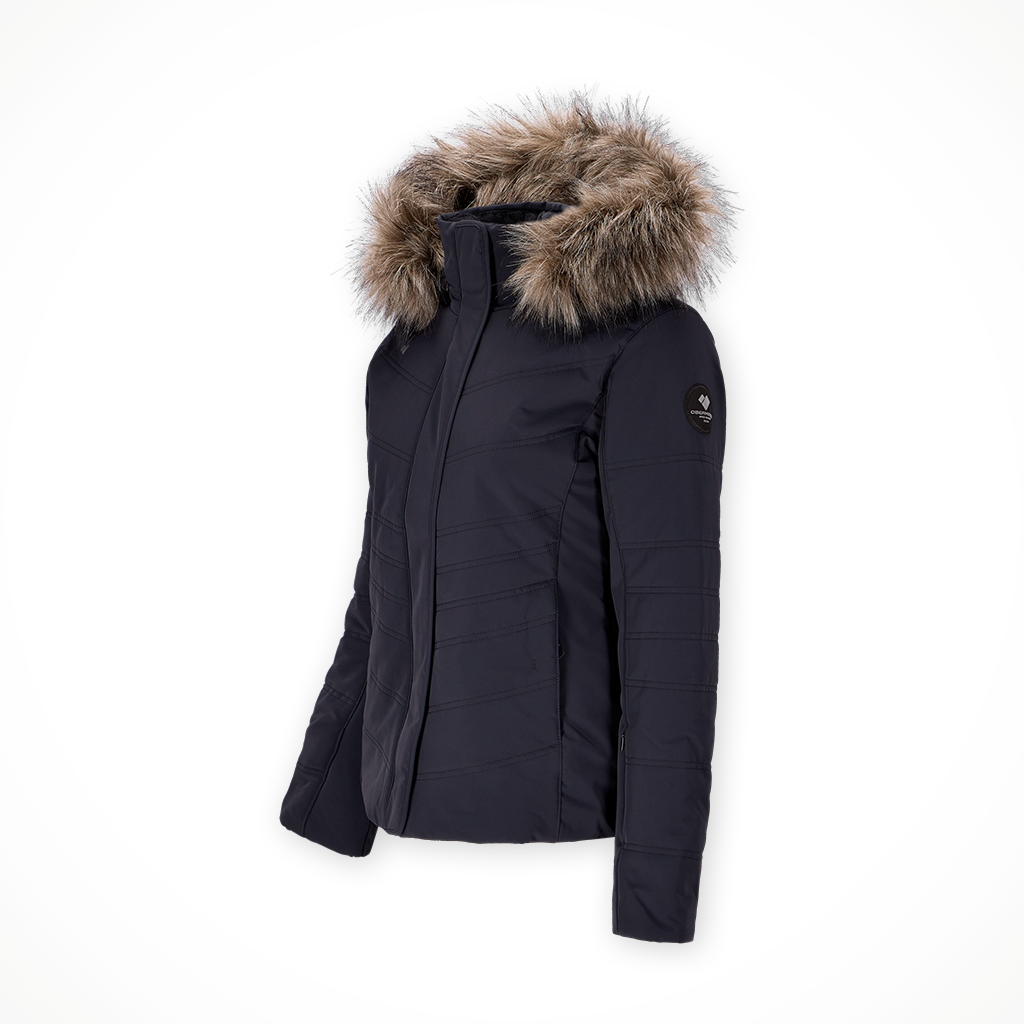 Product image: Obermeyer Tuscany elite Jacket Black W Omens 2025, shown from a three-quarter angled view.