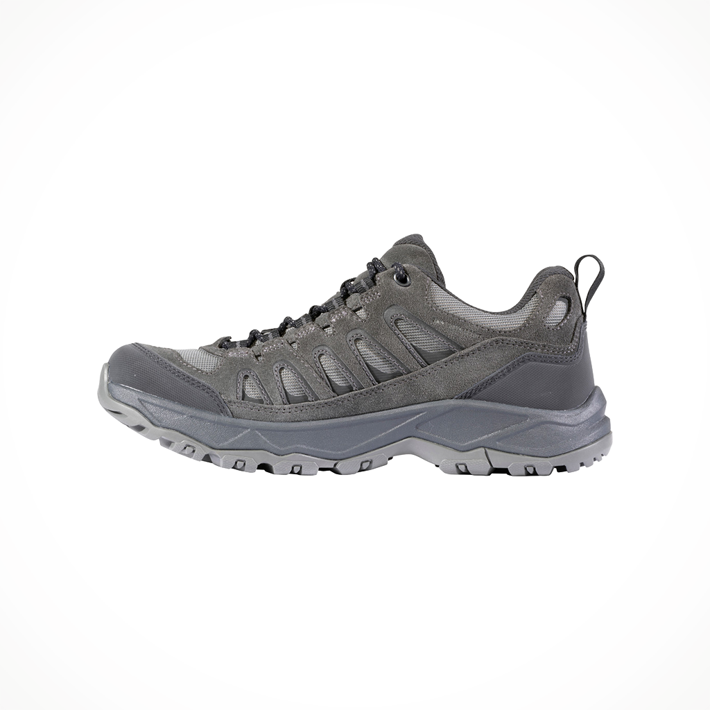 Product image: Oboz Sawtooth Ascent Low WP Charcoal mens 2025, shown from the left side profile.