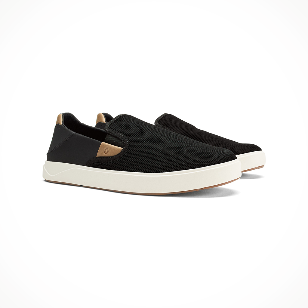 Product image: Olukai Laeahi Nui Black Tan Mens 2026, shown as a pair.