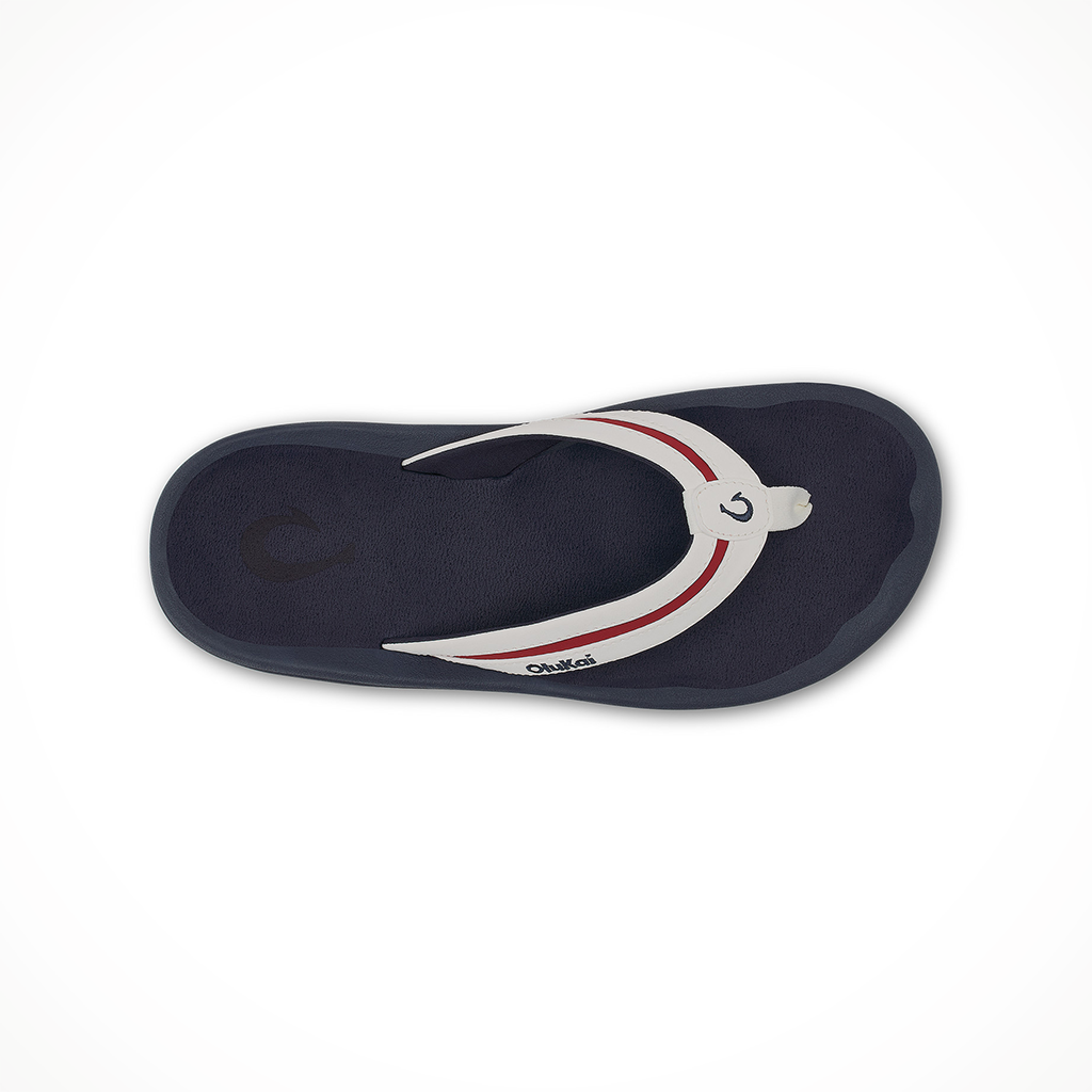 Product image: Olukai Ohana Palua Bright White Americana Mens 2026, shown from above.