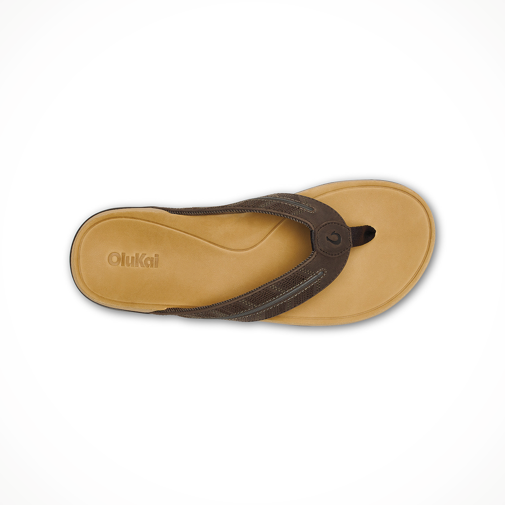 Product image: Olukai Tuahine Palm Dark Java Golden Sand Mens 2026 T Op.