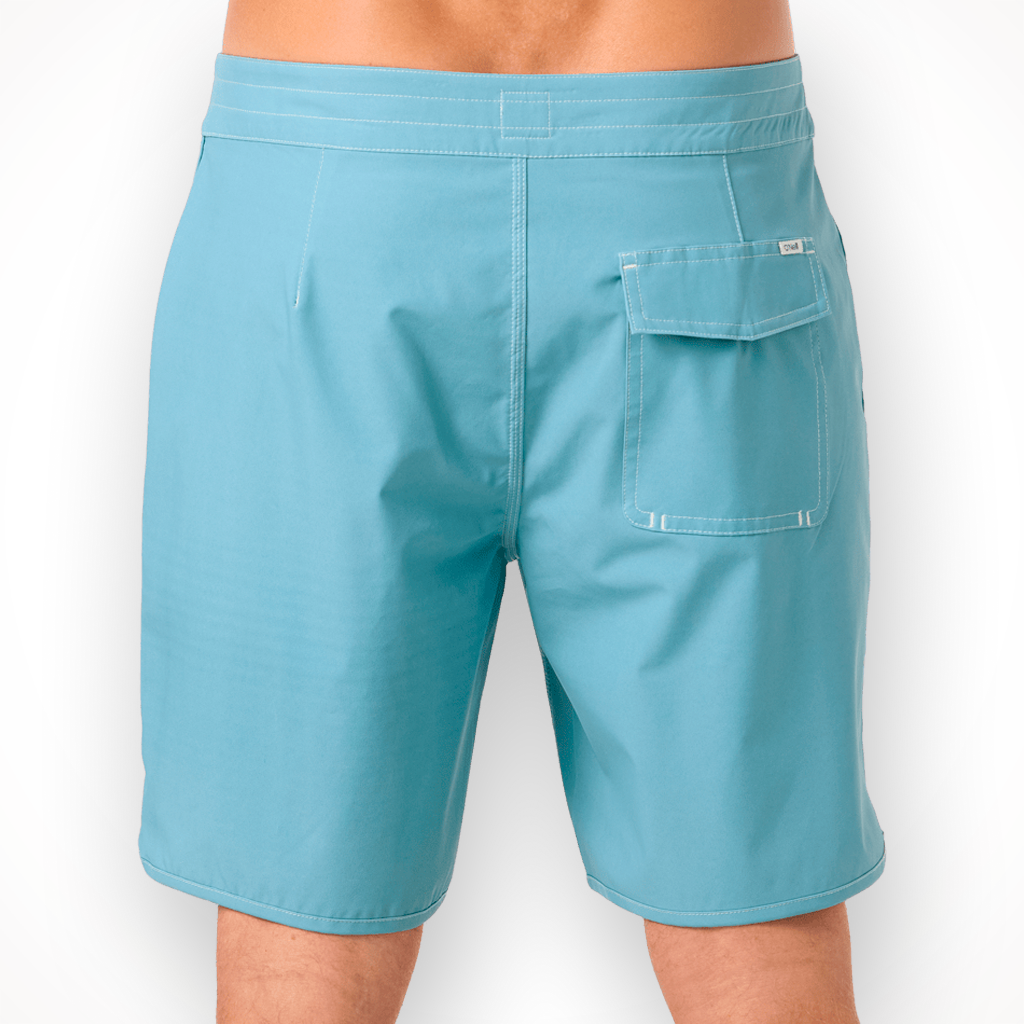 Product image: Oneil OG Pigment Scallop 18 Inch Boarshort aquifer Mens 2026, shown from the back.