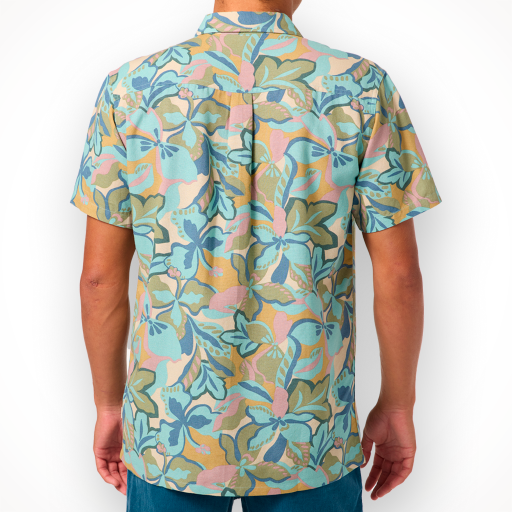 Product image: Oneil OG Print Standard SS Woven Shirt Blue Fusion Mens 2026, shown from the back.