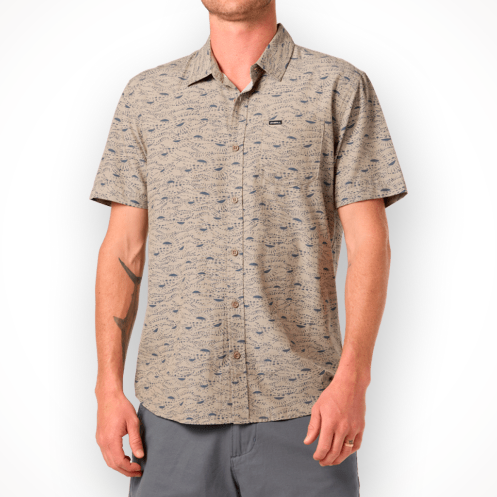 Product image: Oneil Oasisi Standard SS Woven Shirt Khaki Mens 2026, shown in primary marketing view.