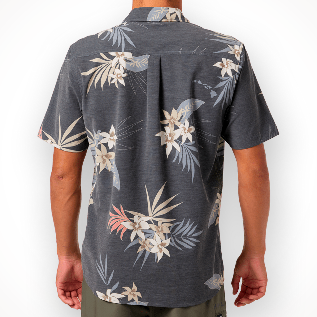 Product image: Oneil Trvlr UPF Traverse Hawaii SS Woven S Hirt Black Mens 2026, shown from the back.