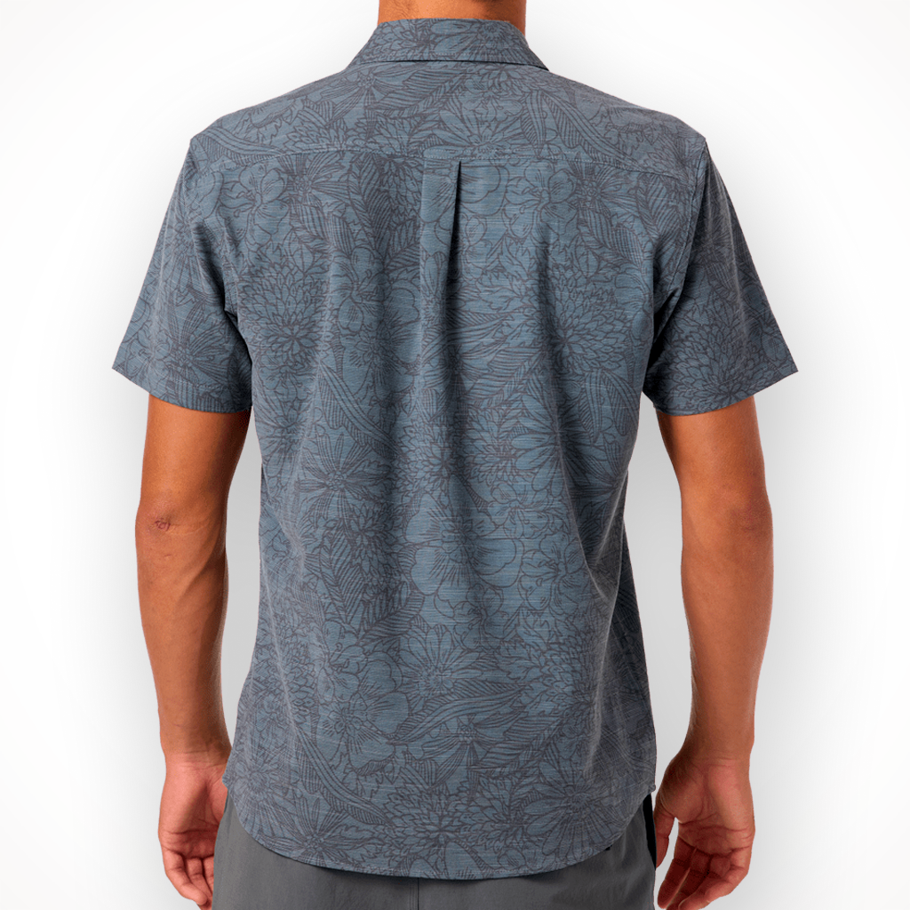Product image: Oneil UPF slub Standard SS Woven Shirt dark Shadow Mens 2026, shown from the back.