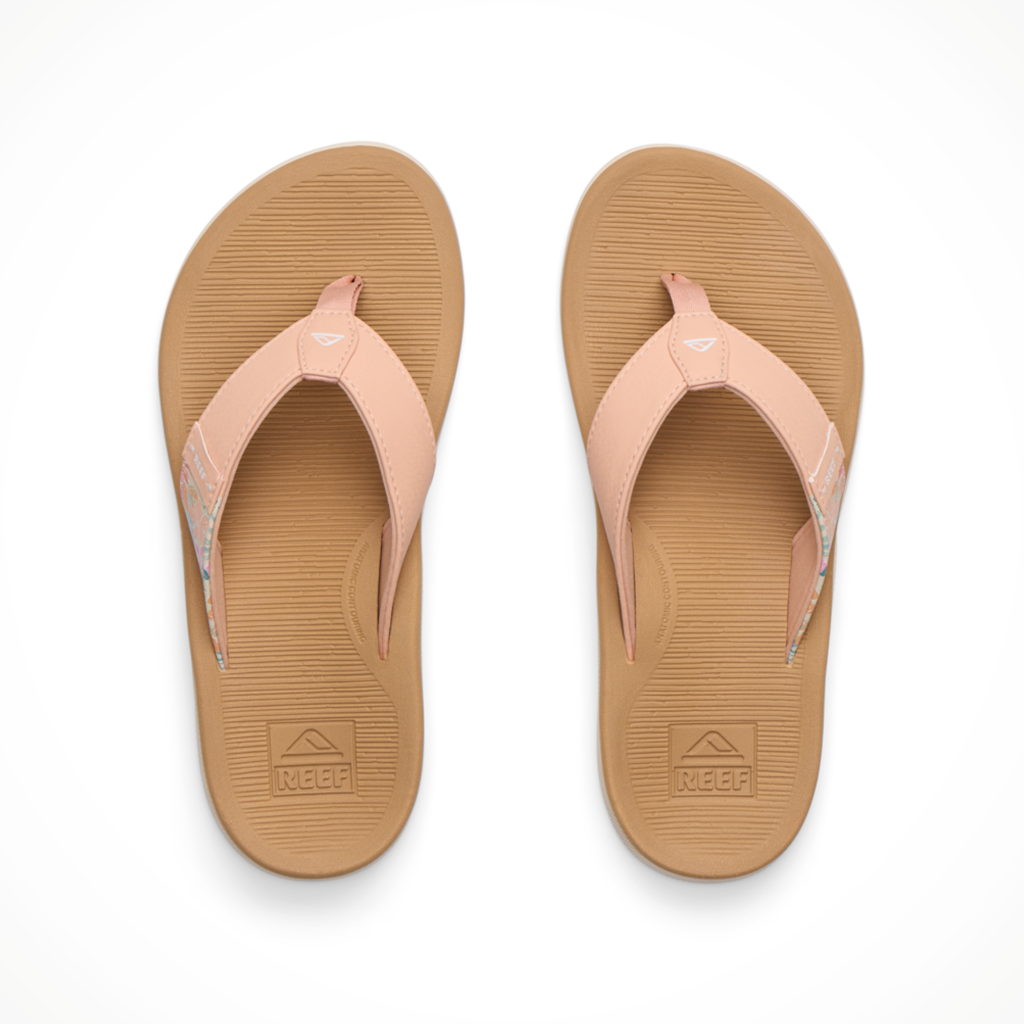 Product image: Reef Santa Ana Peach Tan Womens 2026, shown from above.