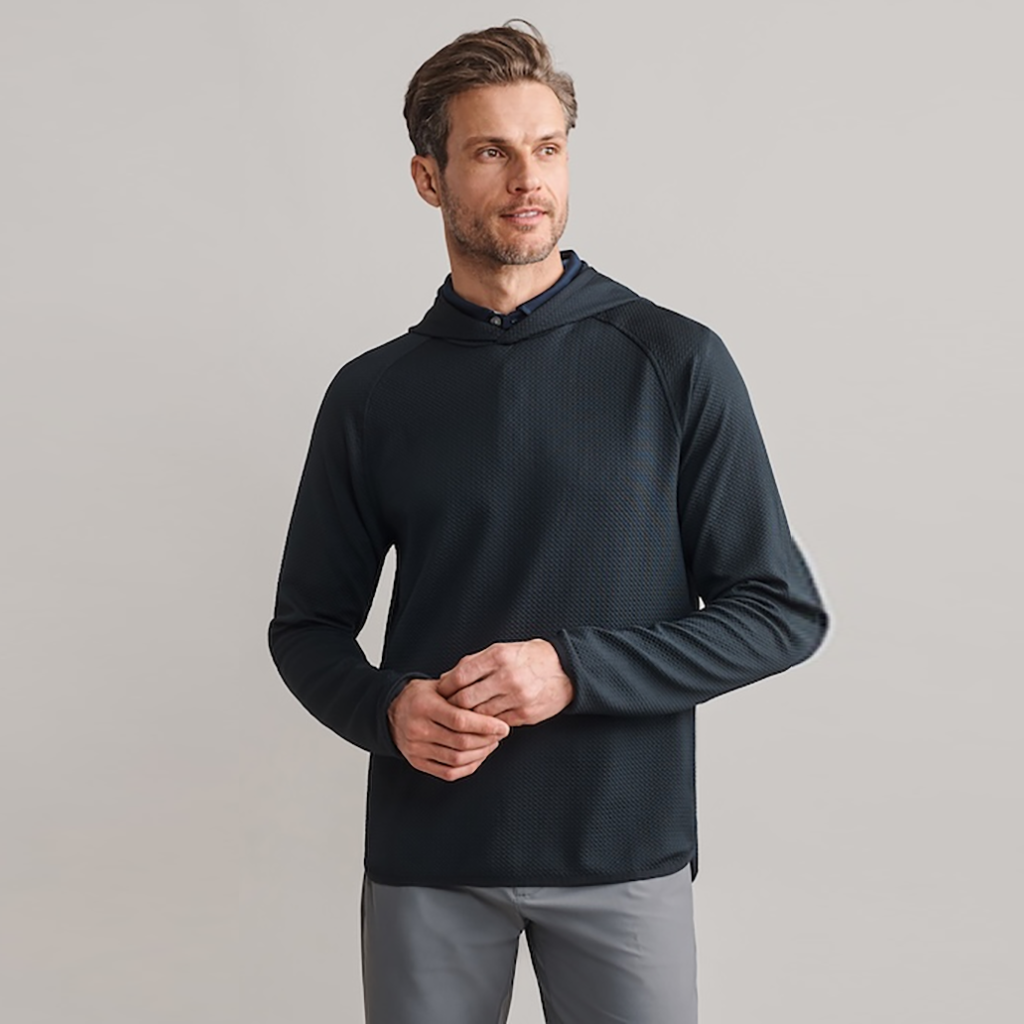 Product image: Rhone founders Golf Hoodie black mens 2025 Alt1.
