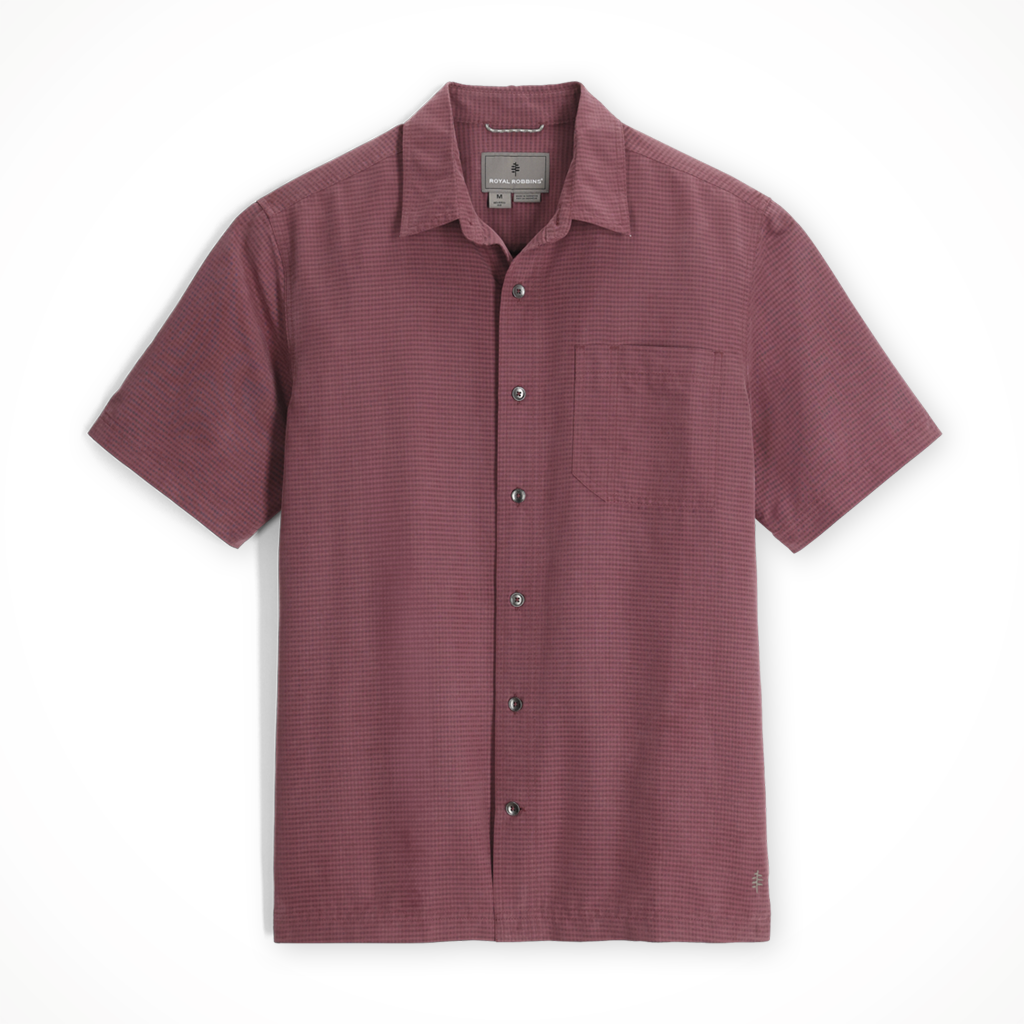 Product image: Royal Robins Desert Pucker Dry Short Sleeve Wild Rhubarb Mens 2026, shown in primary marketing view.