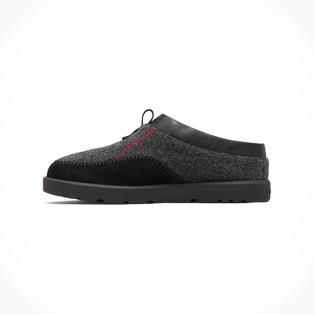 Product image: Sorel B Yways Mule blk blk mens 2025, shown from the left side profile.