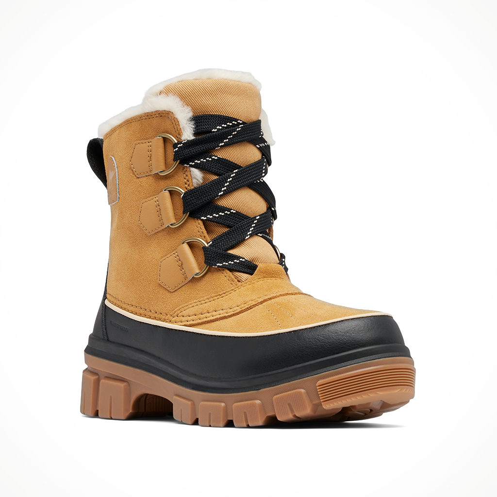 Product image: Sorel Tivoli IV Curry Black womens 2025, shown from a three-quarter angled view.
