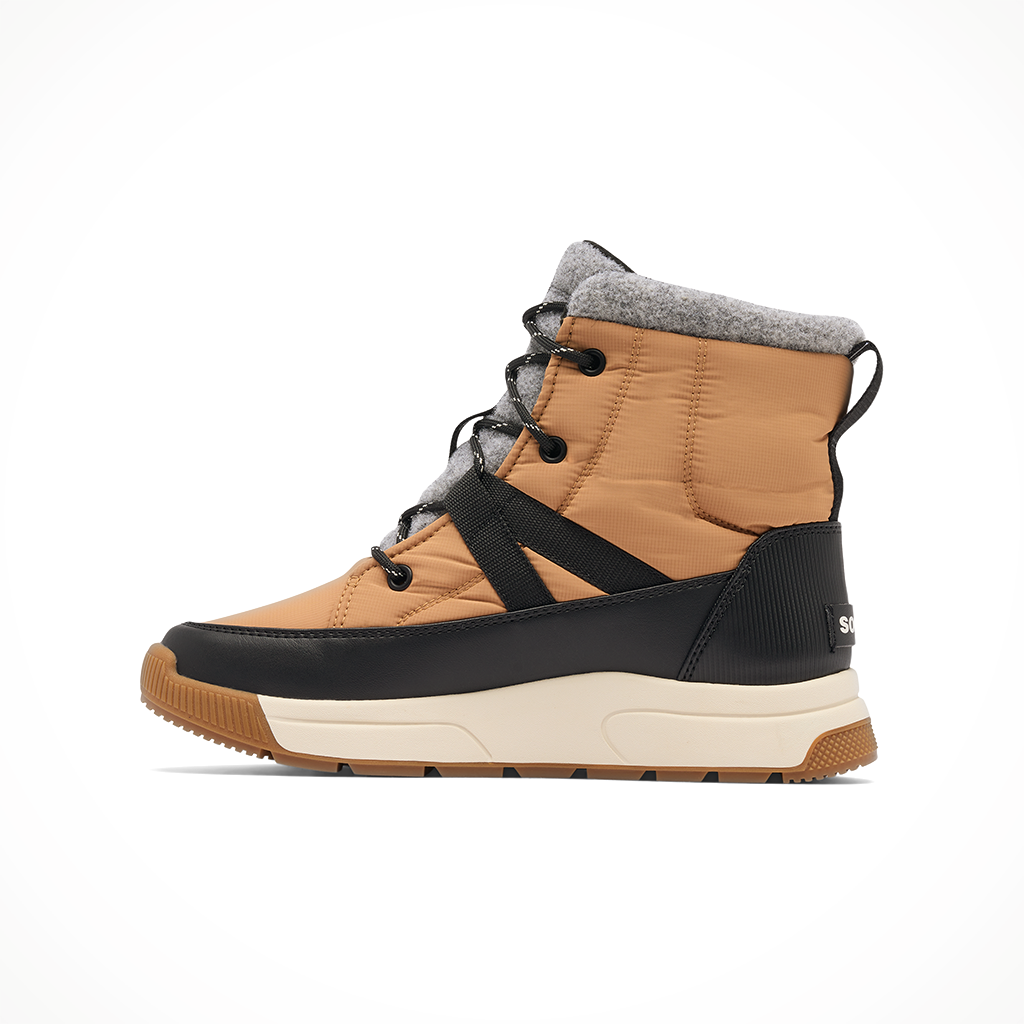 Product image: Sorel Whitney III Mid WP Tawny Bluff Black womens 2025, shown from the left side profile.