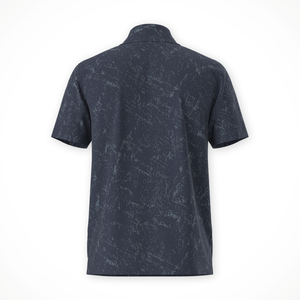 Product image: TNF Adventure Polo Printed Summit Nvy Rock Texture Print Mens 2026, shown from the back.