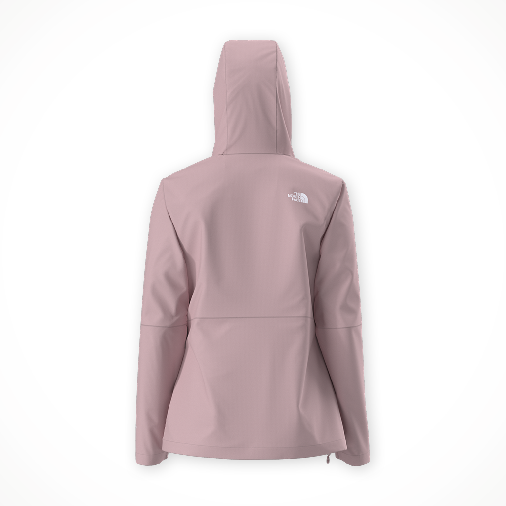 Product image: TNF Alta Vista Rain Jacket Metal Pink Womens 2026, shown from the back.