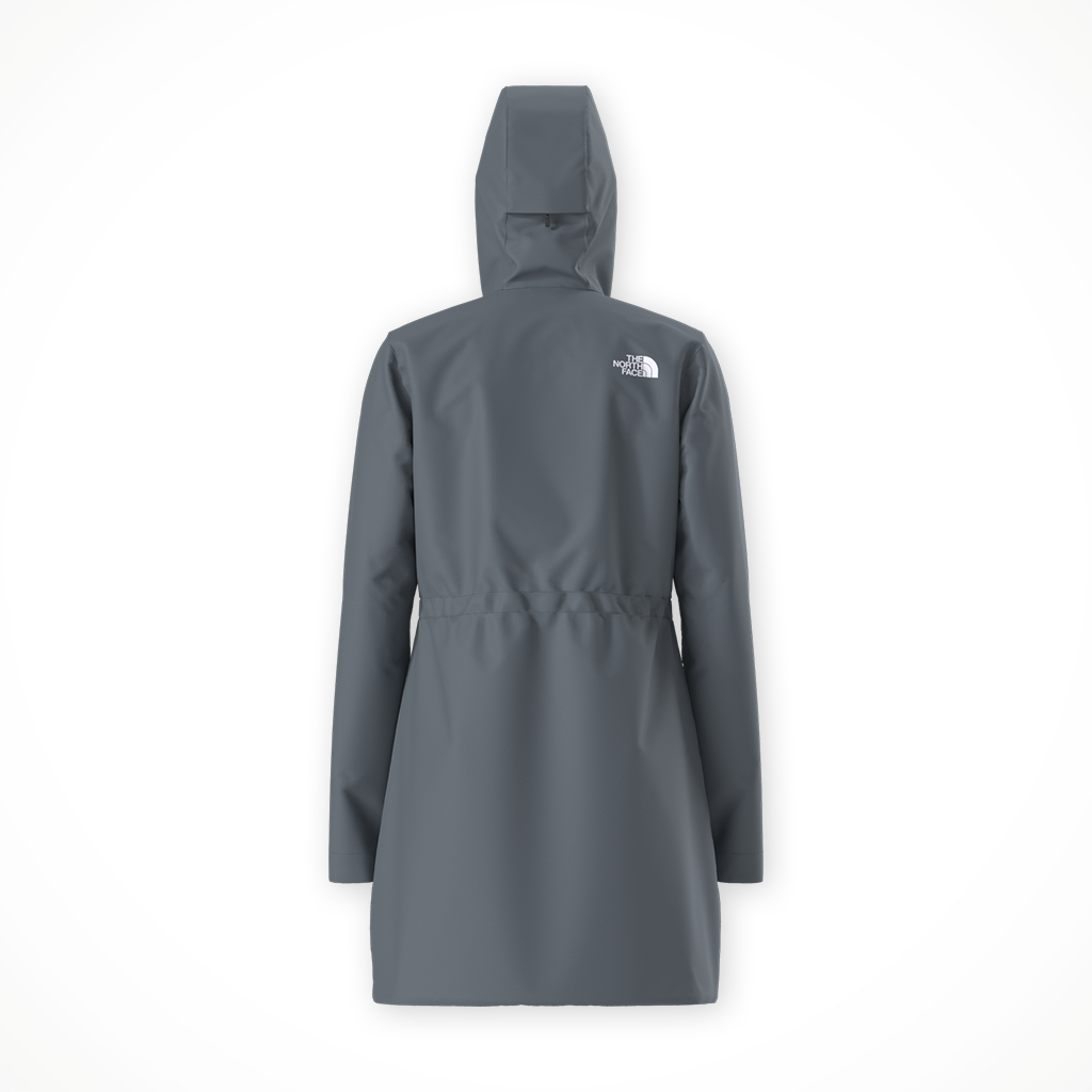 Product image: TNF Dryvent Hikesteller Parka Granite Grey womens 2026, shown from the back.