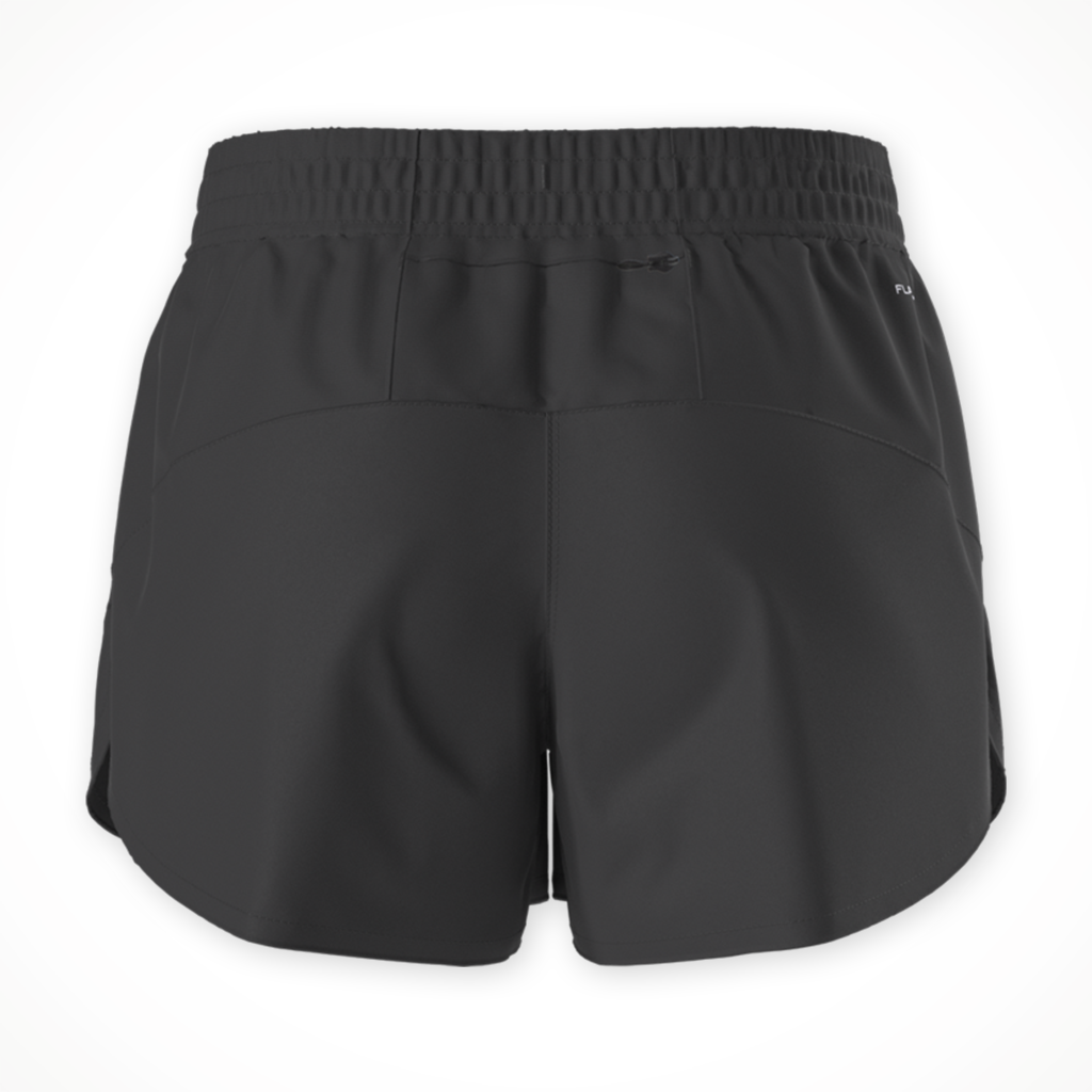 Product image: TNF F Lex Woven Short 3 Inch TNF Black Womens 2026, shown from the back.