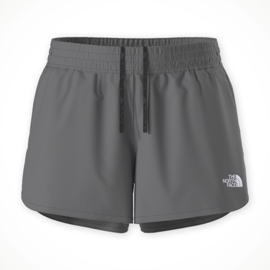 Product image: TNF F Lex Woven Short 3 Inch smoked Pearl Womens 2026, shown in primary marketing view.