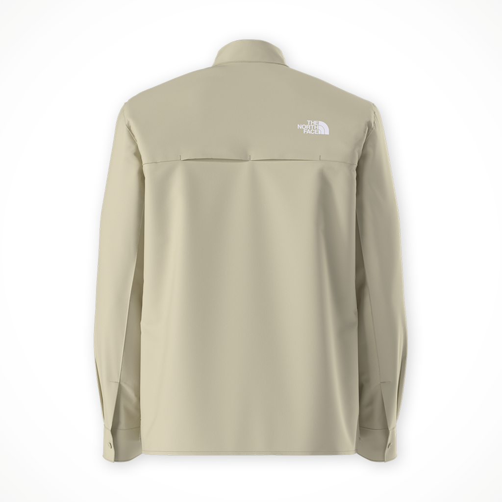 Product image: TNF Packable LS Shirt Desert Stone mens 2026, shown from the back.