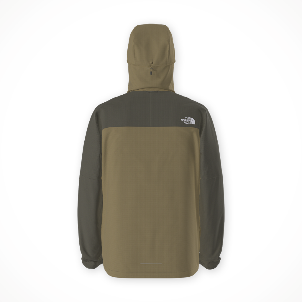 Product image: TNF Ridgelite Futurefleece Wind Jacket Cedar Taupe Green Mens 2026, shown from the back.