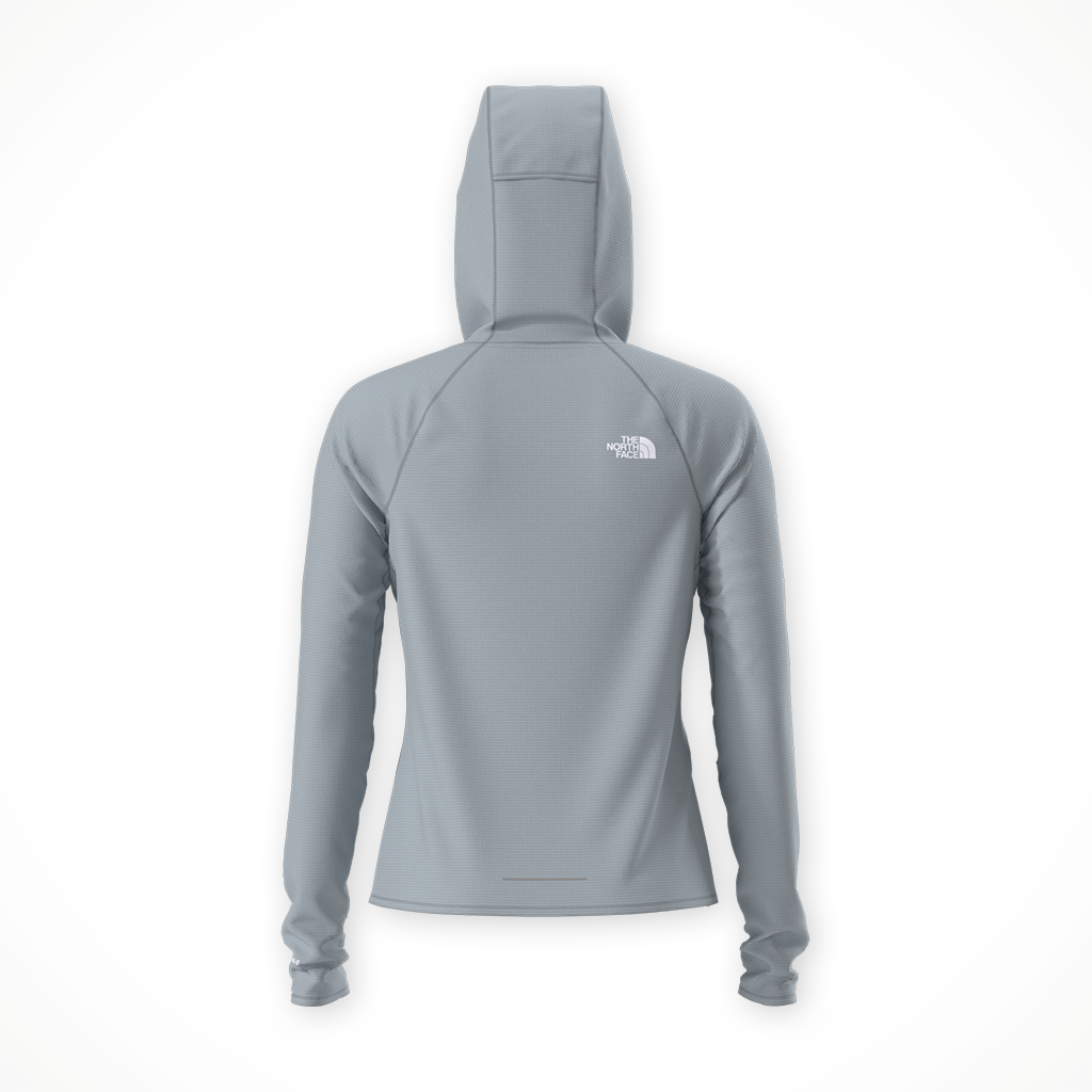 Product image: TNF Sunriser Hoodie Frost Grey Womens 2026, shown from the back.