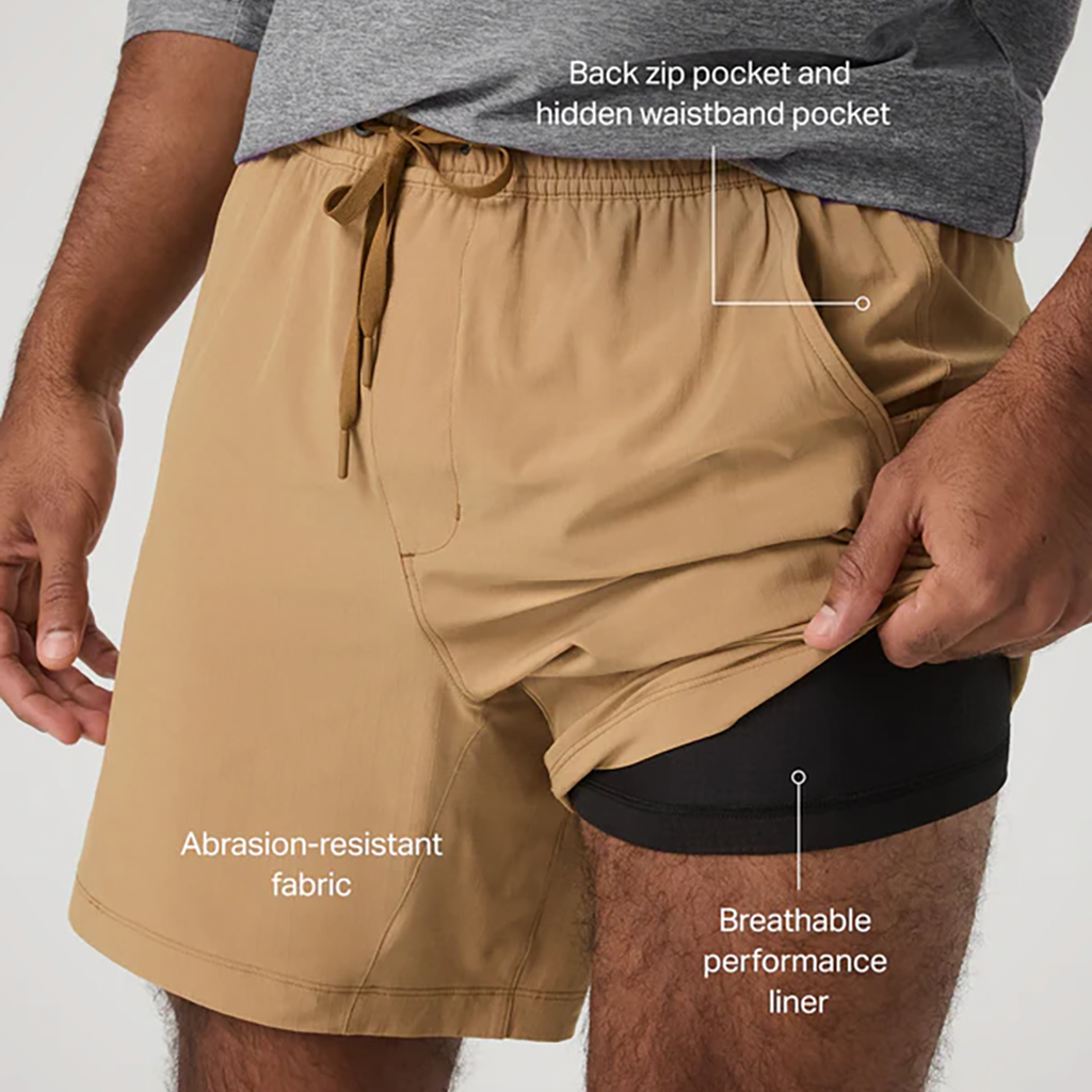 Product image: Vuori hardkore S Hort Lined 7 burlap mens 2026 alt2.
