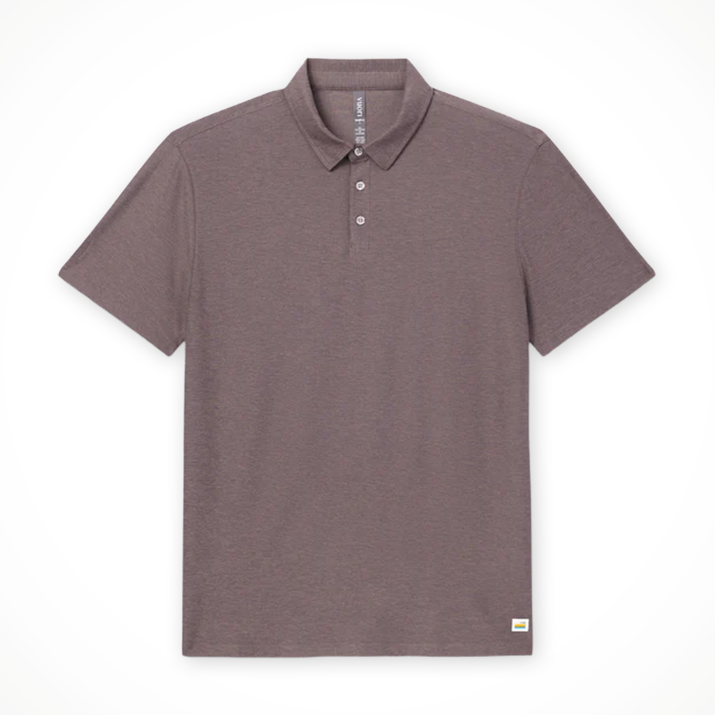 Product image: Vuori strato Tech polo timber heather mens 2026, shown in primary marketing view.