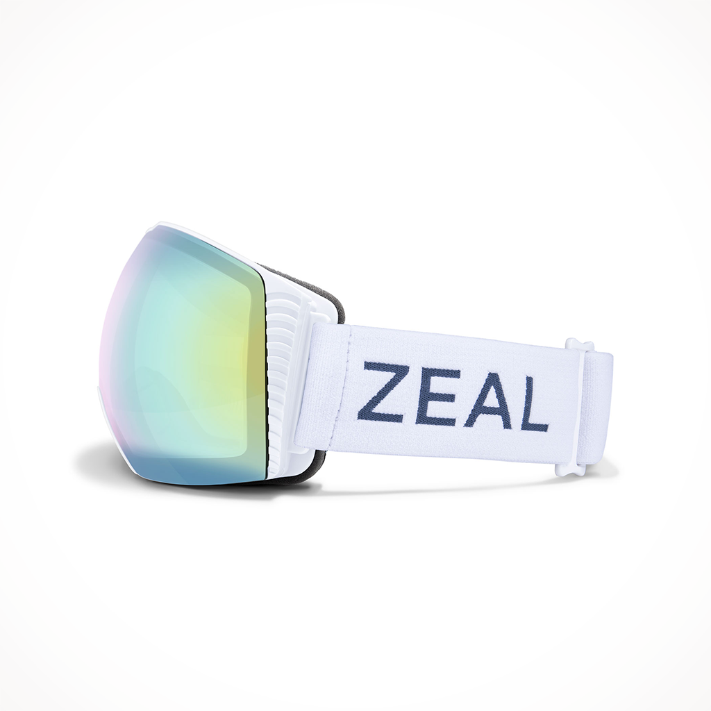 Product image: Zeal Cloudfall Drift Alchemy Mirror Sky Blue Mirror Goggle 2025, shown from the left side profile.