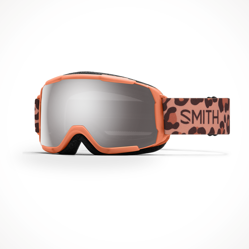 Smith Grom 2023 Snow Goggle Coral Cheetah Print Chromapop Sun Platinum Mirror